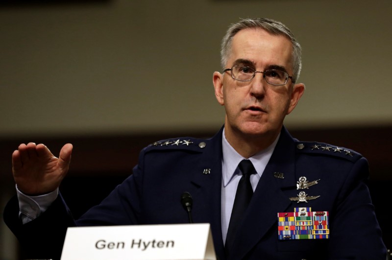 © Reuters. U.S. Air Force General John Hyten, Commander of U.S. Strategic Command, testifies in a Senate Armed Services Committee hearing on Capitol Hill in Washington