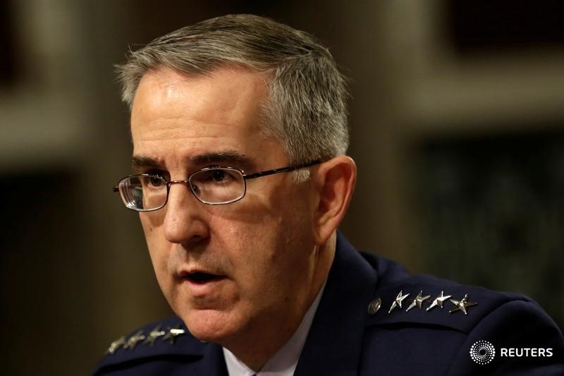 © Reuters. U.S. Air Force General John Hyten, Commander of U.S. Strategic Command, testifies in a Senate Armed Services Committee hearing on Capitol Hill in Washington