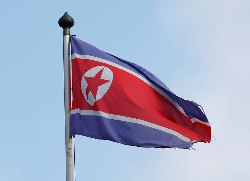 © Reuters. Flag is pictured outside the Permanent Mission of North Korea in Geneva