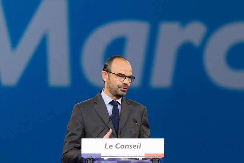 © Reuters. French PM Philippe delivers a speech at a congress of "La Republique en Marche" political party in Lyon