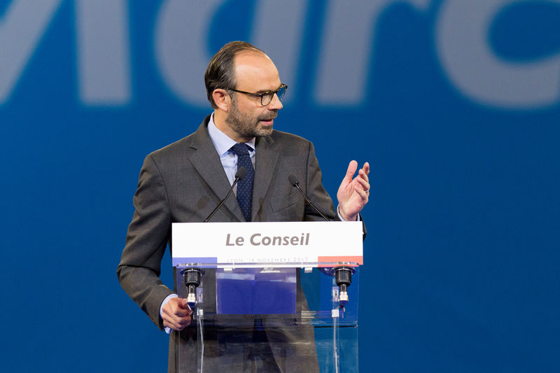 © Reuters. French PM Philippe delivers a speech at a congress of "La Republique en Marche" political party in Lyon