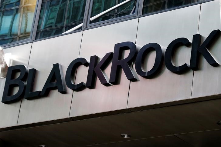 © Reuters. FILE PHOTO - The BlackRock logo is seen outside of its offices in New York