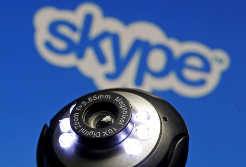 © Reuters. A web camera is seen in front of a Skype logo in this photo illustration taken in Zenica