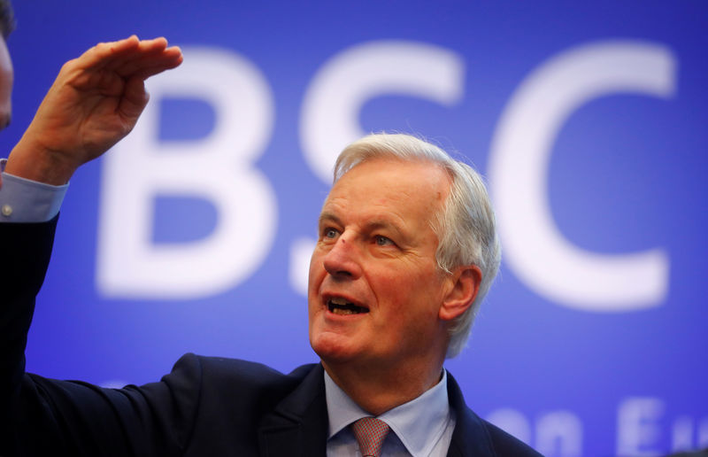 © Reuters. Negociador-chefe da UE para o Brexit, Michel Barnier, discursa em Berlim