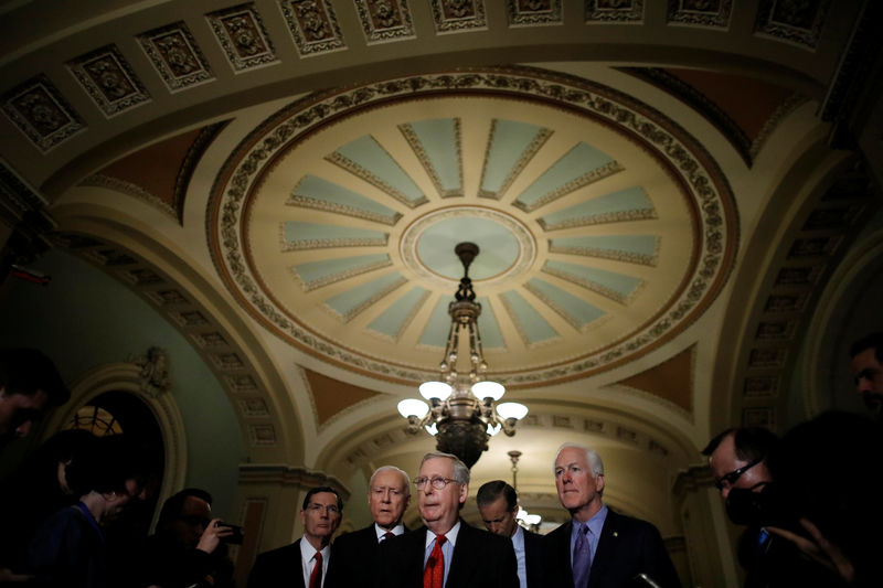 © Reuters. Senate Majority Leader Mitch McConnell (R-KY) attends a press conference following the Republicans weekly policy luncheon on Capitol Hill in Washington