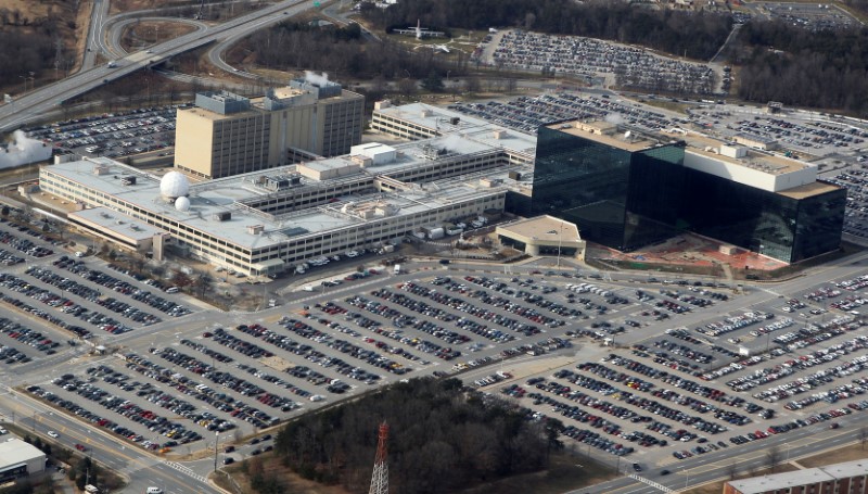 © Reuters. FILE PHOTO - An aerial view of the National Security Agency headquarters in Ft. Meade Maryland