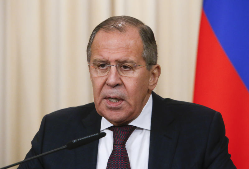 © Reuters. Ministro de Relações Exteriores da Rússia, Sergei Lavrov, durante coletiva de imprensa em Moscou