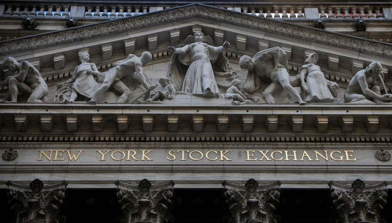 © Reuters. The front facade of the New York Stock Exchange (NYSE) is seen in New York
