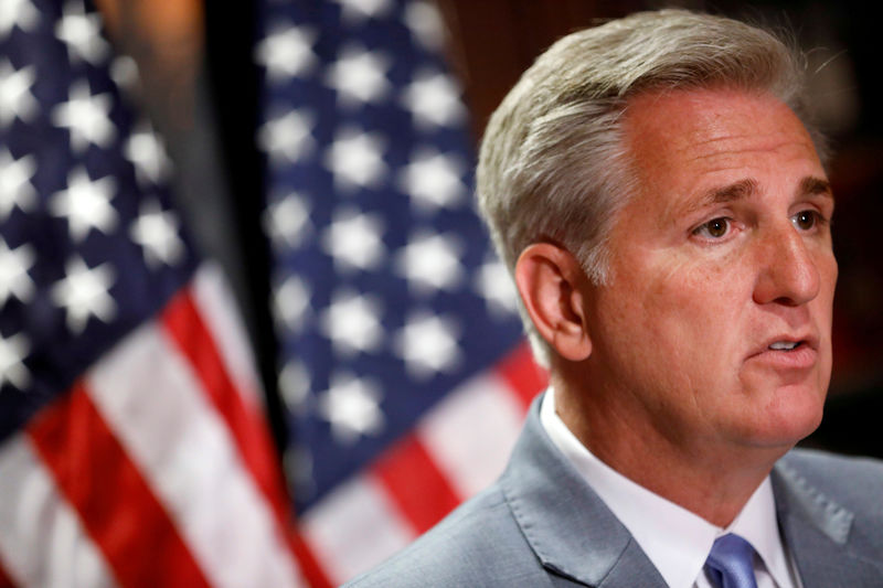 © Reuters. FILE PHOTO: House Majority Leader Rep. McCarthy (R-CA) speaks at a news conference at the Republican National Committee Building in Washington