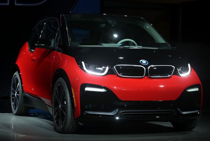 © Reuters. The BMW i3s is displayed at the Los Angeles Auto Show in Los Angeles