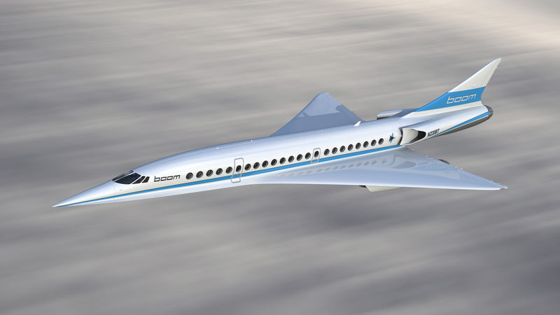 © Reuters. An artist's impression shows Boom's 55-seat supersonic aircraft