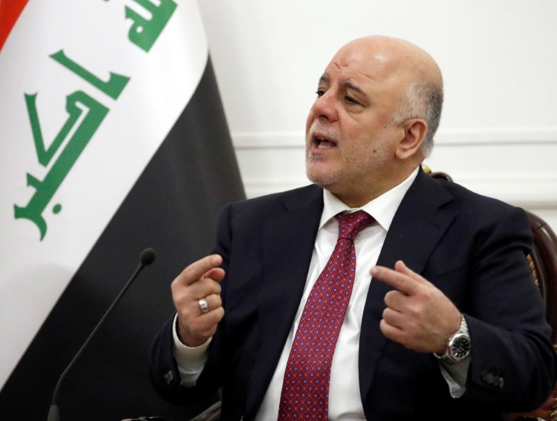 © Reuters. العبادي: العراق يعارض قرار ترامب المحتمل نقل السفارة الأمريكية إلى القدس