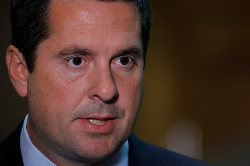 © Reuters. Chairman of the House Intelligence Committee Devin Nunes (R-CA) speaks during a presser in Capitol Hill, Washington, U.S