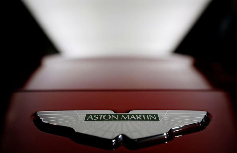 © Reuters. A company logo is seen on the new Aston Martin Vantage car at a media event in Gaydon, Britain
