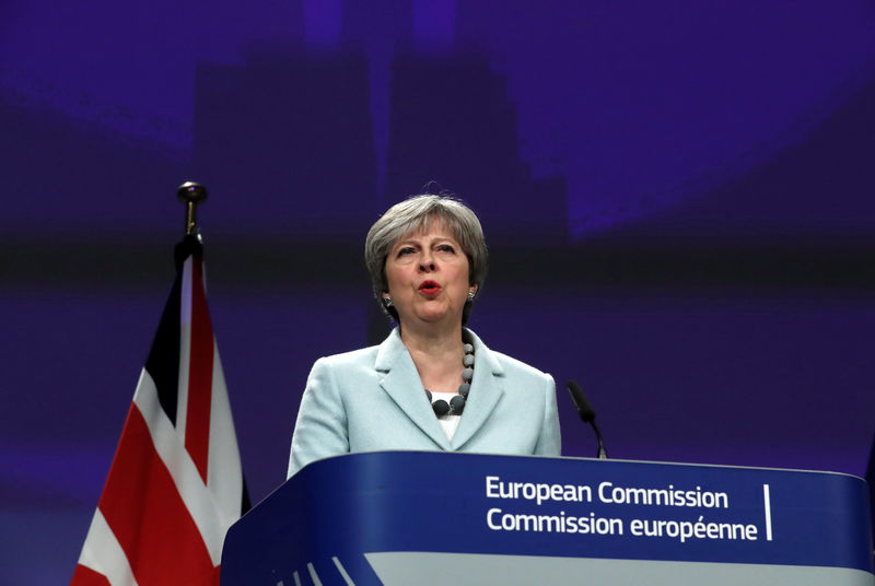 © Reuters. Britain's Prime Minister Theresa May speaks at a news conference at the EC headquarters in Brussels