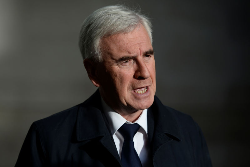 © Reuters. Britain's shadow Chancellor of the Exchequer John McDonnell arrives at the BBC in London