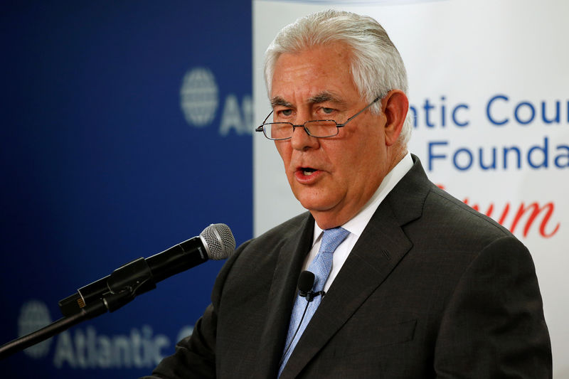 © Reuters. Secretário de Estado norte-americano, Rex Tillerson, durante pronunciamento em Washington