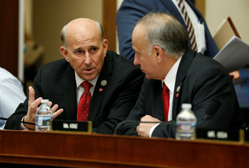 © Reuters. Rep. Louie Gohmert (R-TX) and Rep. Steve King (R-IA) speak in Washington