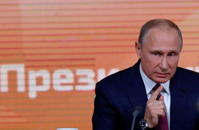© Reuters. Presidente russo, Vladimir Putin, durante coletiva de imprensa anual em Moscou