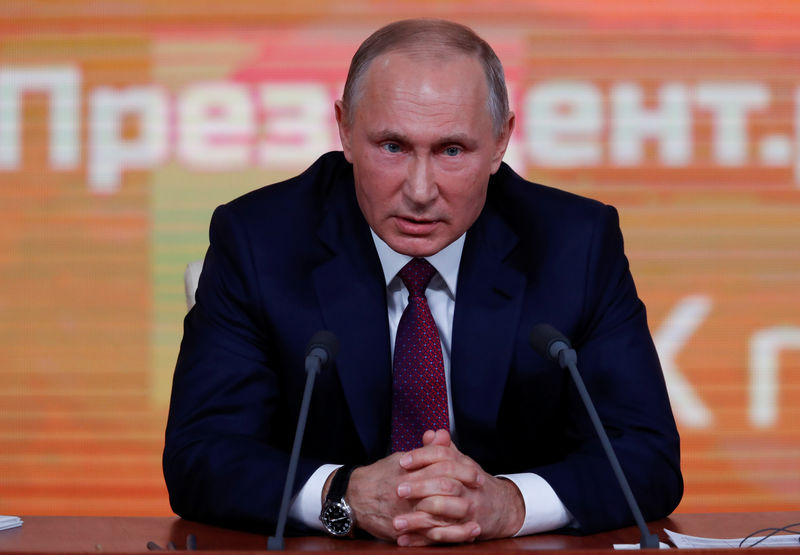 © Reuters. Presidente Vladimir Putin fala durante conferência anual em Moscou