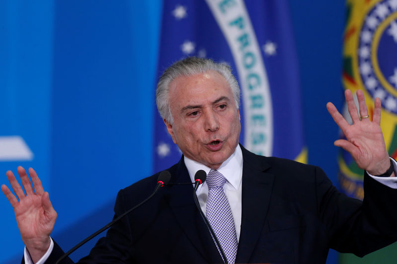 © Reuters. Presidente Michel Temer fala durante cerimônia em Brasília