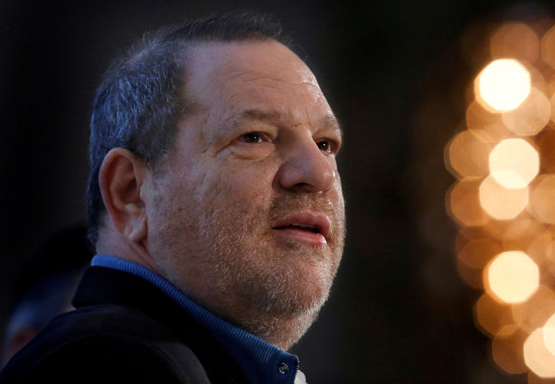 © Reuters. FILE PHOTO: Harvey Weinstein speaks at the UBS 40th Annual Global Media and Communications Conference in New York