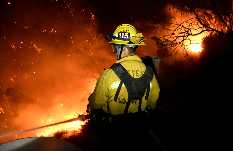 © Reuters. هدوء الرياح يساعد كاليفورنيا على مواجهة الحرائق