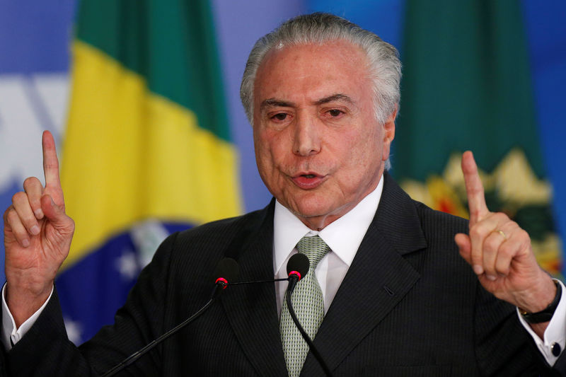 © Reuters. Presidente Michel Temer durante cerimônia no Palácio do Planalto, em Brasília