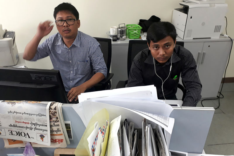 © Reuters. الاتحاد الأوروبي يحث ميانمار على الإفراج عن صحفيي رويترز في أسرع وقت ممكن