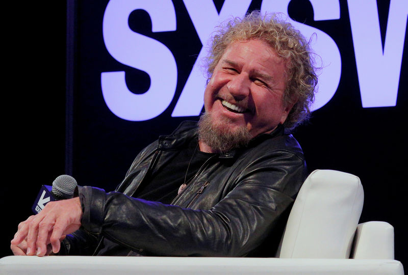 © Reuters. FILE PHOTO: Rock and Roll Hall of Famer Sammy Hagar speaks at the South by Southwest Music Film Interactive Festival 2017 in Austin