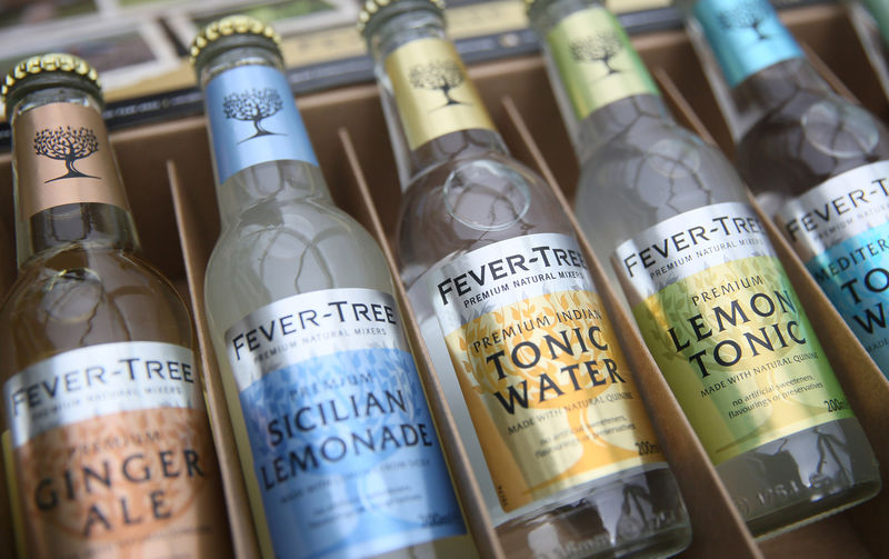 © Reuters. FILE PHOTO: Products from the drinks company Fever Tree are displayed in London