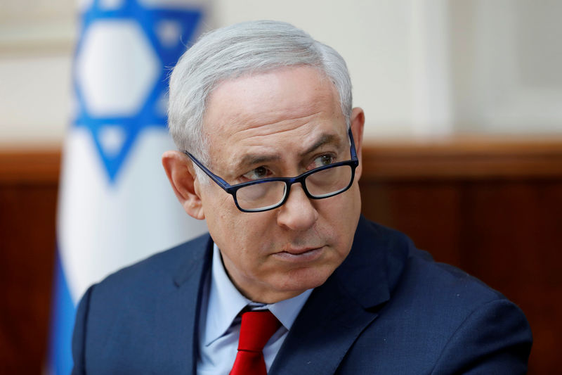 © Reuters. Primeiro-ministro de Israel, Benjamin Netanyahu, no gabinete, em Jerusalém