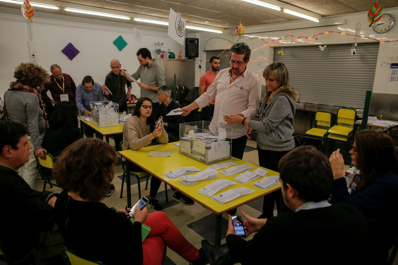 © Reuters. Votos são contabilizados após fechamento das urnas nas eleições regionais da Catalunha em Barcelona, Espanha