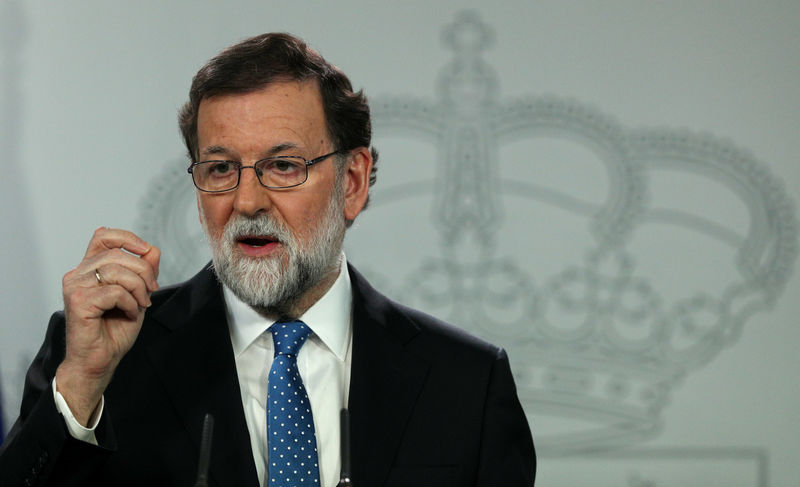 © Reuters. Primeiro-ministro espanhol, Mariano Rajoy, durante coletiva de imprensa em Madri