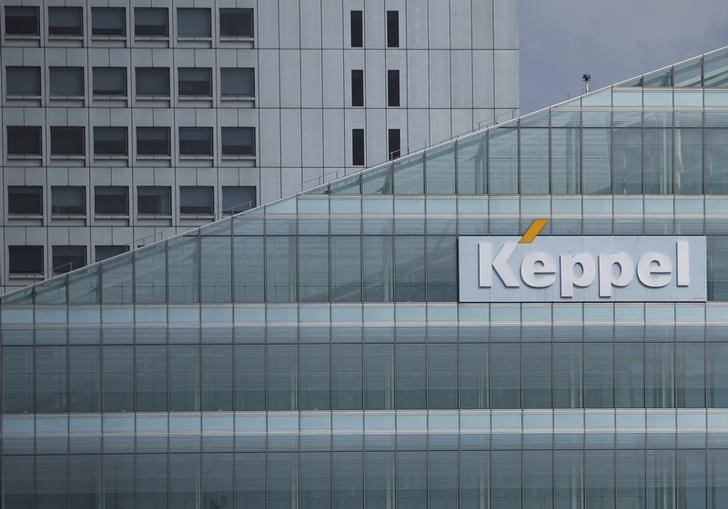 © Reuters. A Keppel Corporation logo in the central business district of Singapore