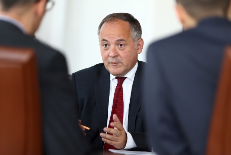 © Reuters. Benoit Coeure, board member of the European Central Bank (ECB), is photographed during an interview with Reuters journalists at the ECB headquarters in Frankfurt