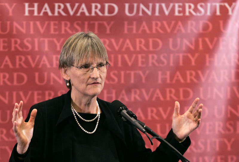 © Reuters. Drew Gilpin Faust speaks to reporters after being introduced as the 28th president of Harvard University in Cambridge