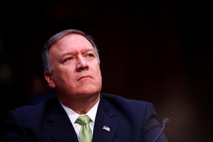 © Reuters. FILE PHOTO:    Central Intelligence Agency Director Mike Pompeo testifies before the U.S. Senate Select Committee on Intelligence on Capitol Hill in Washington