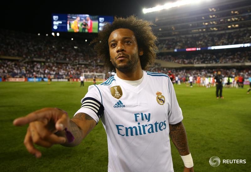 © Reuters. "Estamos hundidos" por el resultado, dice el jugador del Real Madrid Marcelo