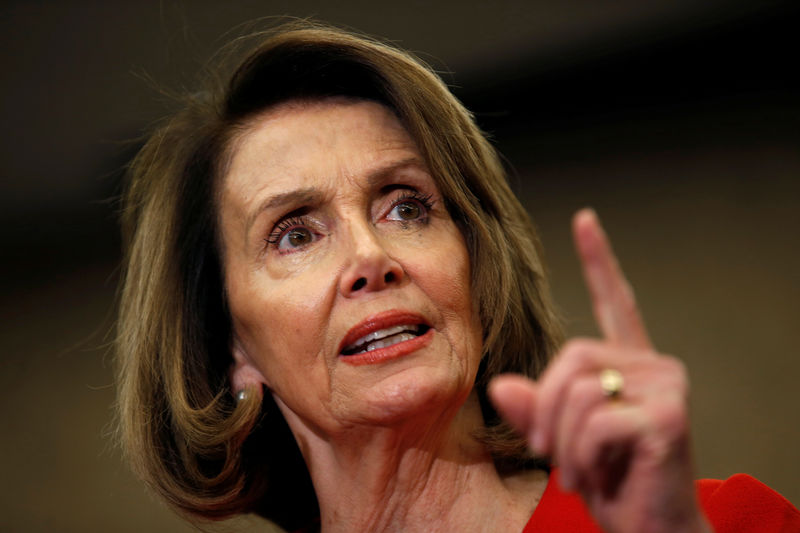 © Reuters. House Minority Leader Nancy Pelosi (D-CA) speaks about the Child Healthcare Insurance Program (CHIP) ahead of an expected vote in the the House of Representatives to finalize tax reform legislation in Washington