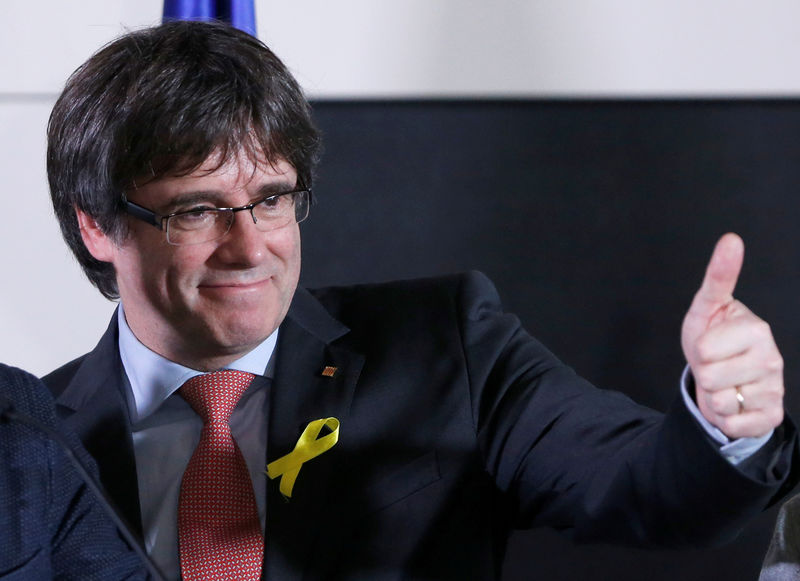 © Reuters. Presidente destituído da Catalunha Carles Puigdemont em Bruxelas, na Bélgica