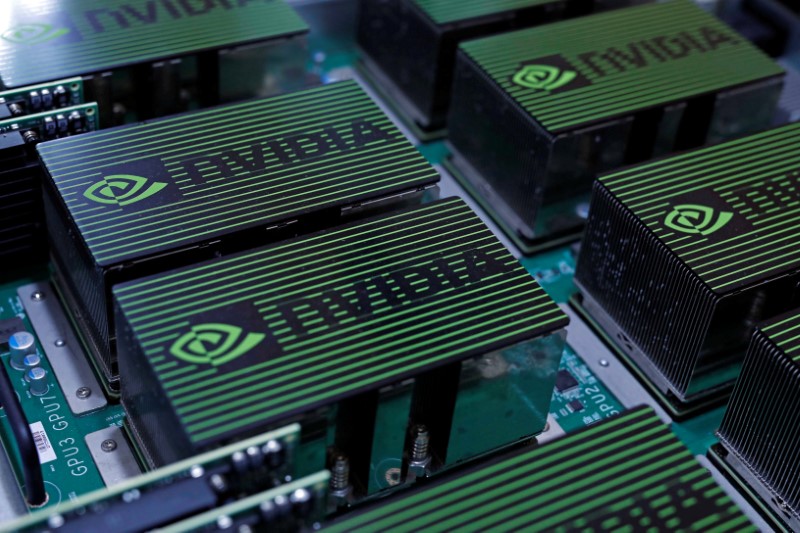 © Reuters. Componentes da Nvidia durante exibição de computadores em Taipé, Taiwan