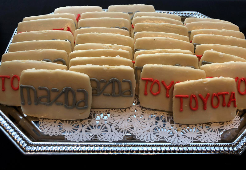 © Reuters. Cookies bearing Toyota and Mazda names are seen in Montgomery