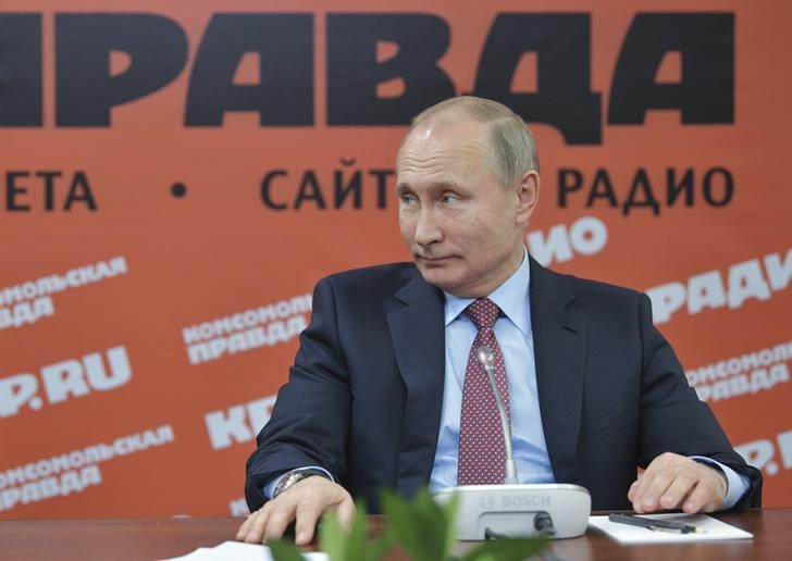© Reuters. Il presidente russo Vladimir Russo durante un incontro con la stampa a Mosca