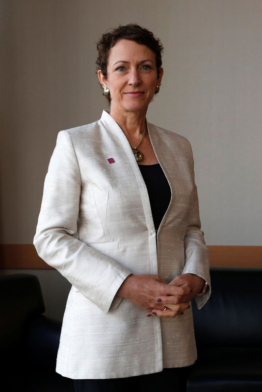 © Reuters. Lloyd's Chief Executive Officer Inga Beale poses during an interview in Hong Kong
