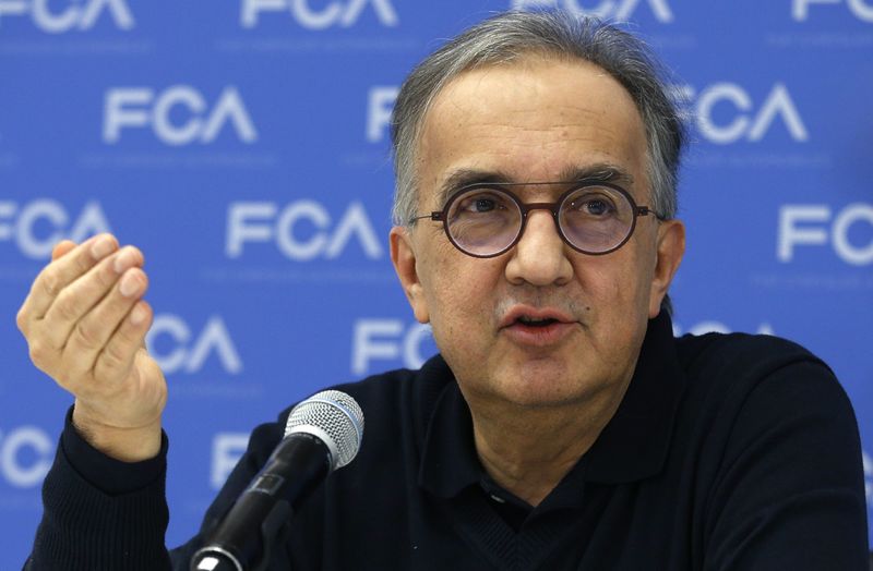 © Reuters. FCA's Marchionne speaks at the North American International Auto Show in Detroit