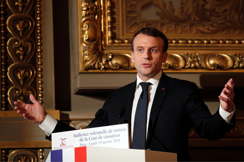 © Reuters. Presidente da França, Emmanuel Macron, durante discurso em Paris