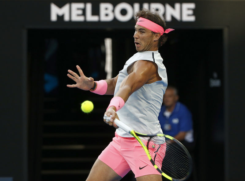 © Reuters. Tennis - Australian Open - Rafael Nadal of Spain v Victor Estrella Burgos of Dominican Republic - Rod Laver Arena, Melbourne, Australia