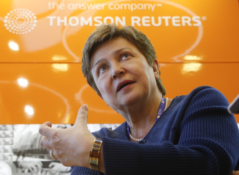 © Reuters. World Bank CEO Georgieva speaks during an interview at the St. Petersburg International Economic Forum