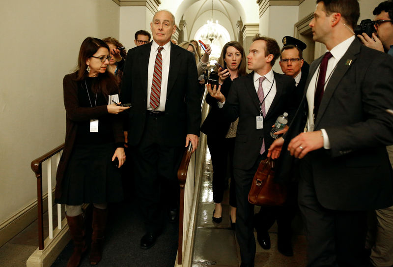 © Reuters. White House Chief of Staff John Kelly arrives for a meeting with House Majority Leader Kevin McCarthy (R-CA) on Capitol Hill in Washington